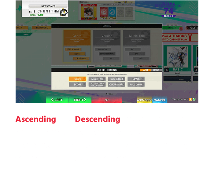 Ascending and Descending order have been 
                    added to the song sort function!
                    Combined with the existing sorting function, 
                    you can find the song you are looking for!